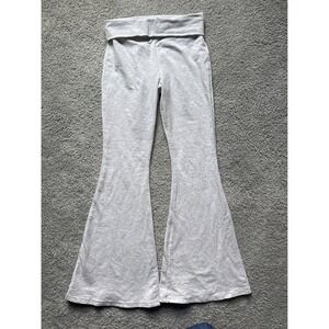 Edikted Heather Gray Fold Over Waist Flare Yoga Pants Bell Bottom Leggings XS